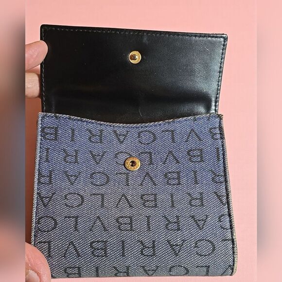 BVLGARI Blue Denim and Black Wallet In Great Condition - Picture 9 of 14